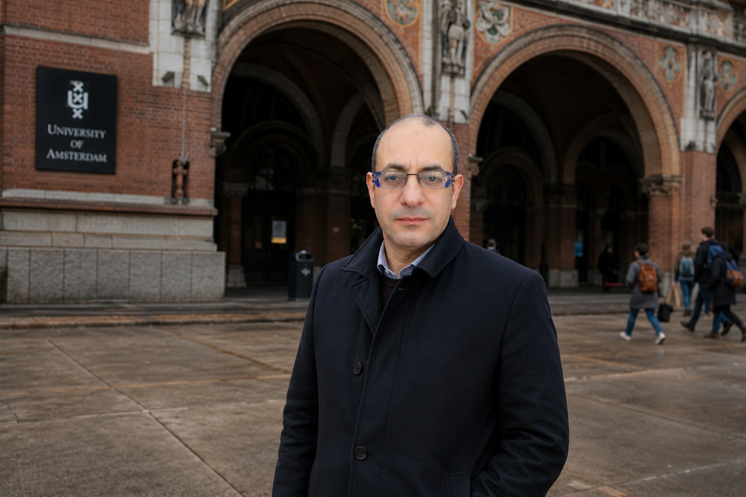 د. إبراهيم جلال فضلون — أمام جامعة أمستردام (Amsterdam, NL)